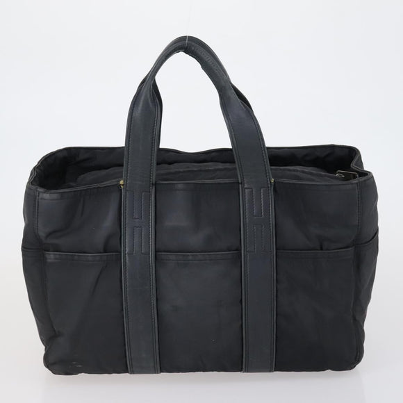 HERMES Tote Bag Canvas 2 Set Black Auth bs28801