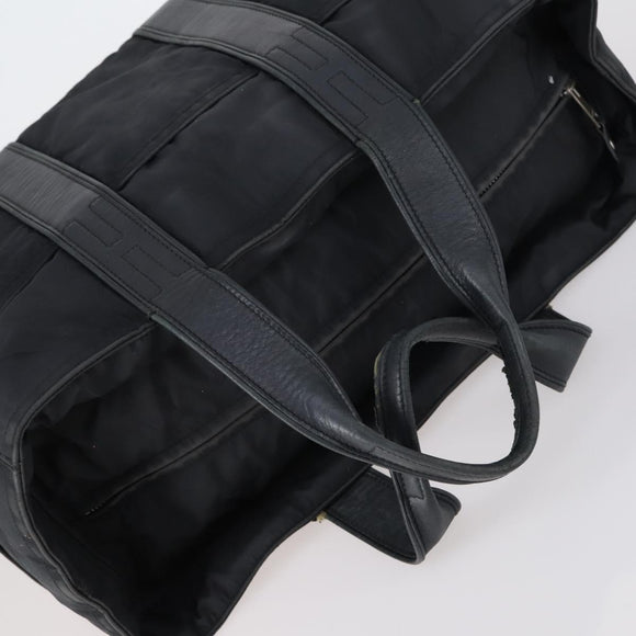 HERMES Tote Bag Canvas 2 Set Black Auth bs28801