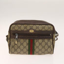 GUCCI GG Canvas Supreme Web Sherry Line Bag Leather PVC 3 Set Beige Auth bs28804-15