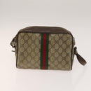 GUCCI GG Canvas Supreme Web Sherry Line Bag Leather PVC 3Set Beige Auth bs28804-16
