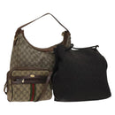 GUCCI GG Canvas Supreme Web Sherry Line Bag Leather PVC 3 Set Beige Auth bs28804-1