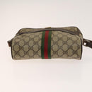 GUCCI GG Canvas Supreme Web Sherry Line Bag Leather PVC 3 Set Beige Auth bs28804-20