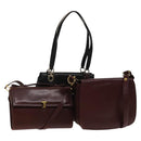 Salvatore Ferragamo Cartier Gancini Bag Leather 3Set Black Bordeaux Auth bs28805-1