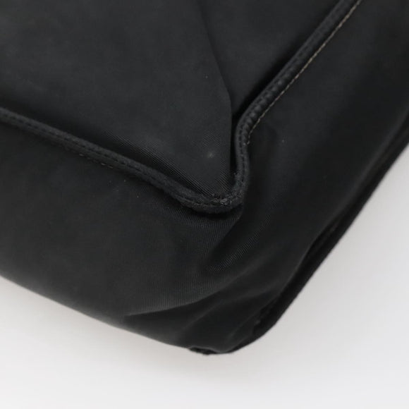 CHANEL Hand Bag Nylon Black Gold CC Auth bs28849