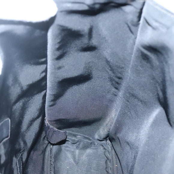 CHANEL Hand Bag Nylon Black Gold CC Auth bs28849