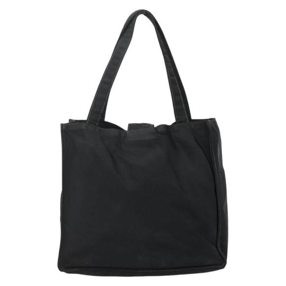 CHANEL Hand Bag Nylon Black Gold CC Auth bs28849