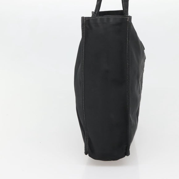 CHANEL Hand Bag Nylon Black Gold CC Auth bs28849