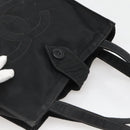 CHANEL Hand Bag Nylon Black Gold CC Auth bs28849-6