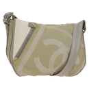 CHANEL Sports Boston Bag Nylon Beige Silver CC Auth bs28850-1