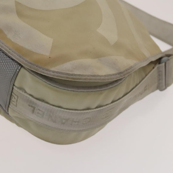 CHANEL Sports Boston Bag Nylon Beige Silver CC Auth bs28850