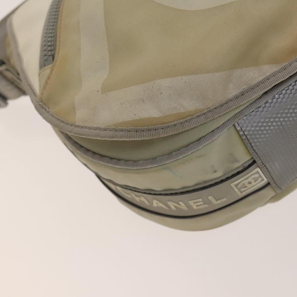 CHANEL Sports Boston Bag Nylon Beige Silver CC Auth bs28850
