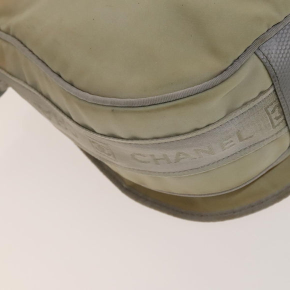 CHANEL Sports Boston Bag Nylon Beige Silver CC Auth bs28850