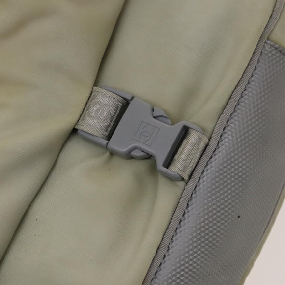 CHANEL Sports Boston Bag Nylon Beige Silver CC Auth bs28850