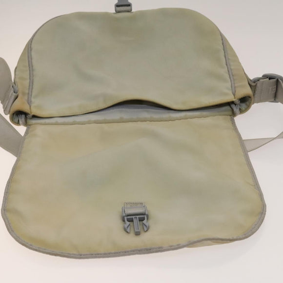 CHANEL Sports Boston Bag Nylon Beige Silver CC Auth bs28850