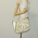 CHANEL Sports Boston Bag Nylon Beige Silver CC Auth bs28850-23