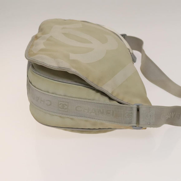CHANEL Sports Boston Bag Nylon Beige Silver CC Auth bs28850