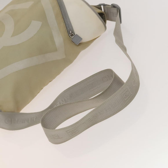 CHANEL Sports Boston Bag Nylon Beige Silver CC Auth bs28850