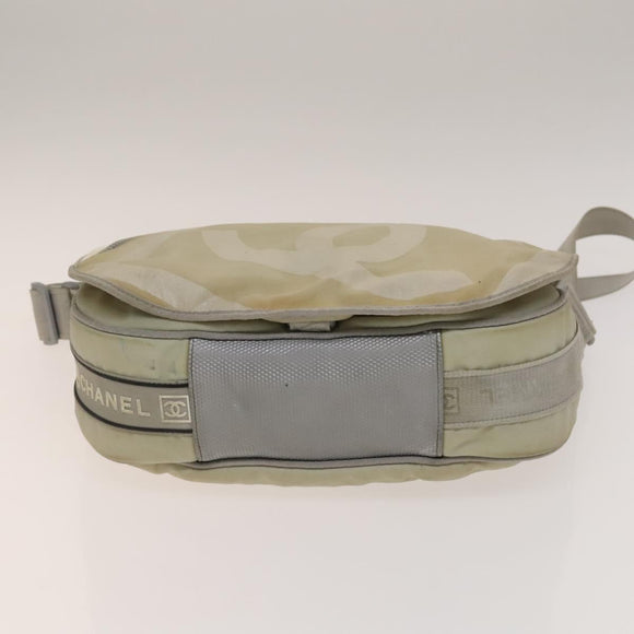 CHANEL Sports Boston Bag Nylon Beige Silver CC Auth bs28850