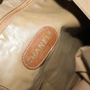 CHANEL Tote Bag Enamel Brown Gold CC Auth bs28851-14