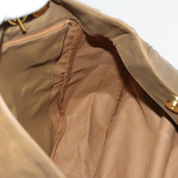 CHANEL Tote Bag Enamel Brown Gold CC Auth bs28851