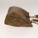 CHANEL Tote Bag Enamel Brown Gold CC Auth bs28851-4