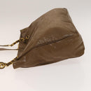 CHANEL Tote Bag Enamel Brown Gold CC Auth bs28851-5