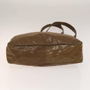 CHANEL Tote Bag Enamel Brown Gold CC Auth bs28851-9