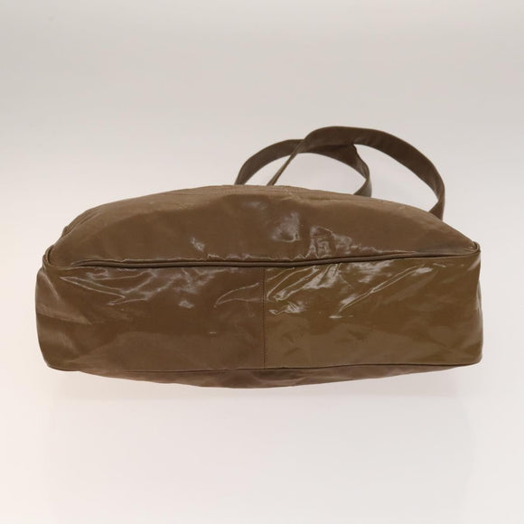 CHANEL Tote Bag Enamel Brown Gold CC Auth bs28851