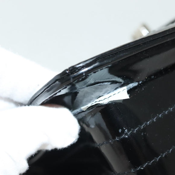 CHANEL Matelasse Chain Shoulder Bag Canvas Leather Black Silver CC Auth bs28854