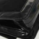 CHANEL Matelasse Chain Shoulder Bag Canvas Leather Black Silver CC Auth bs28854-16