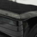 CHANEL Matelasse Chain Shoulder Bag Canvas Leather Black Silver CC Auth bs28854-17