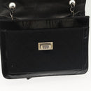 CHANEL Matelasse Chain Shoulder Bag Canvas Leather Black Silver CC Auth bs28854-19