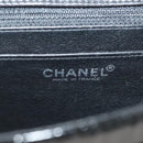 CHANEL Matelasse Chain Shoulder Bag Canvas Leather Black Silver CC Auth bs28854-20