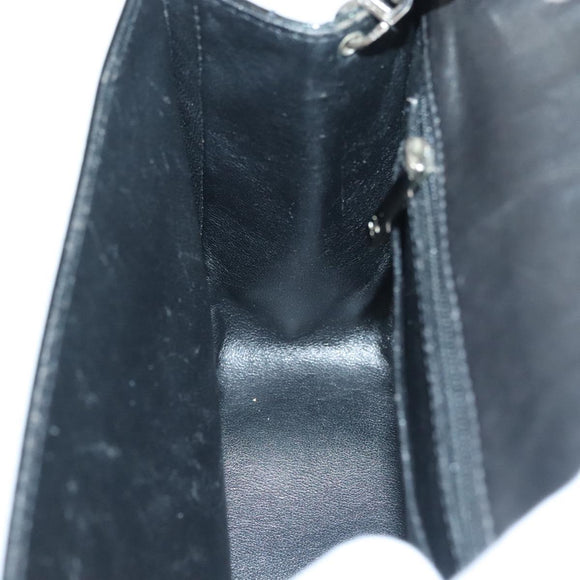 CHANEL Matelasse Chain Shoulder Bag Canvas Leather Black Silver CC Auth bs28854