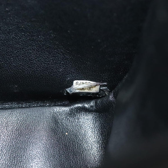 CHANEL Matelasse Chain Shoulder Bag Canvas Leather Black Silver CC Auth bs28854