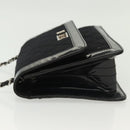 CHANEL Matelasse Chain Shoulder Bag Canvas Leather Black Silver CC Auth bs28854-4