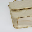 CHANEL Paris Limited Matelasse Chain Bag Satin White Gold CC Auth bs28858-8