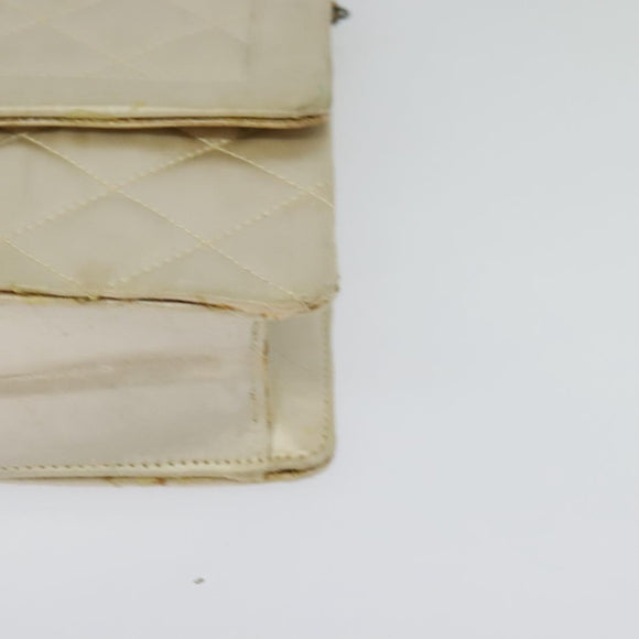 CHANEL Paris Limited Matelasse Chain Bag Satin White Gold CC Auth bs28858