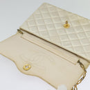 CHANEL Paris Limited Matelasse Chain Bag Satin White Gold CC Auth bs28858-10