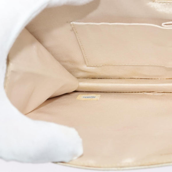 CHANEL Paris Limited Matelasse Chain Bag Satin White Gold CC Auth bs28858