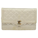 CHANEL Paris Limited Matelasse Chain Bag Satin White Gold CC Auth bs28858-13