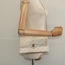 CHANEL Paris Limited Matelasse Chain Bag Satin White Gold CC Auth bs28858-23