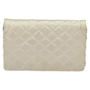 CHANEL Paris Limited Matelasse Chain Bag Satin White Gold CC Auth bs28858-2