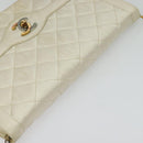 CHANEL Paris Limited Matelasse Chain Bag Satin White Gold CC Auth bs28858-6
