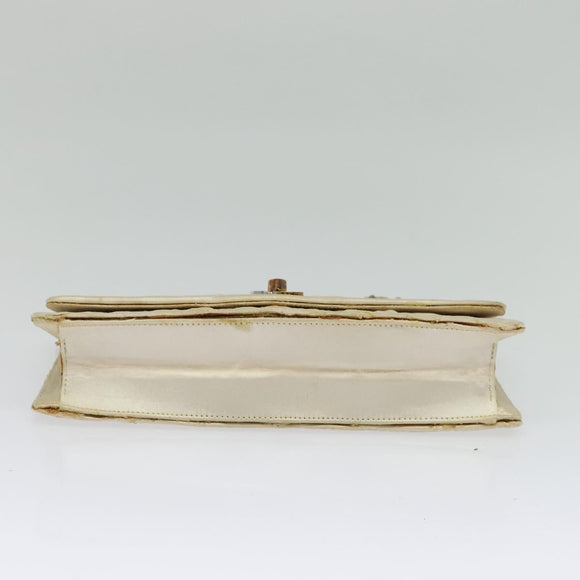 CHANEL Paris Limited Matelasse Chain Bag Satin White Gold CC Auth bs28858