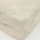 CHANEL Matelasse Chain Shoulder Bag Lamb Skin White Gold CC Auth bs28859-16