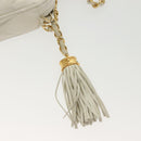 CHANEL Matelasse Chain Shoulder Bag Lamb Skin White Gold CC Auth bs28859-18