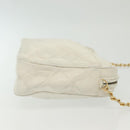 CHANEL Matelasse Chain Shoulder Bag Lamb Skin White Gold CC Auth bs28859-3