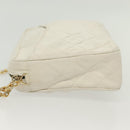 CHANEL Matelasse Chain Shoulder Bag Lamb Skin White Gold CC Auth bs28859-4