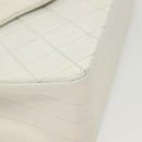 CHANEL Matelasse Chain Shoulder Bag Lamb Skin White Gold CC Auth bs28860-8